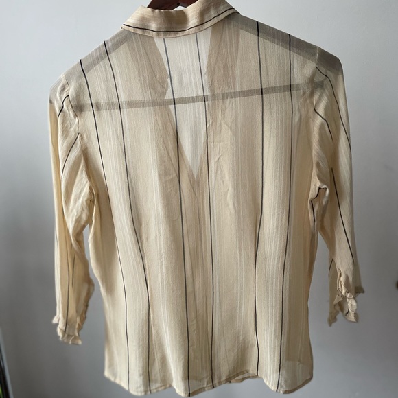 Max Studio 100% Silk Striped Long-sleeve Blouse- Size S - Picture 3 of 4